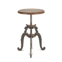 French Vintage 16" Adjustable Stool in Weathered Teak