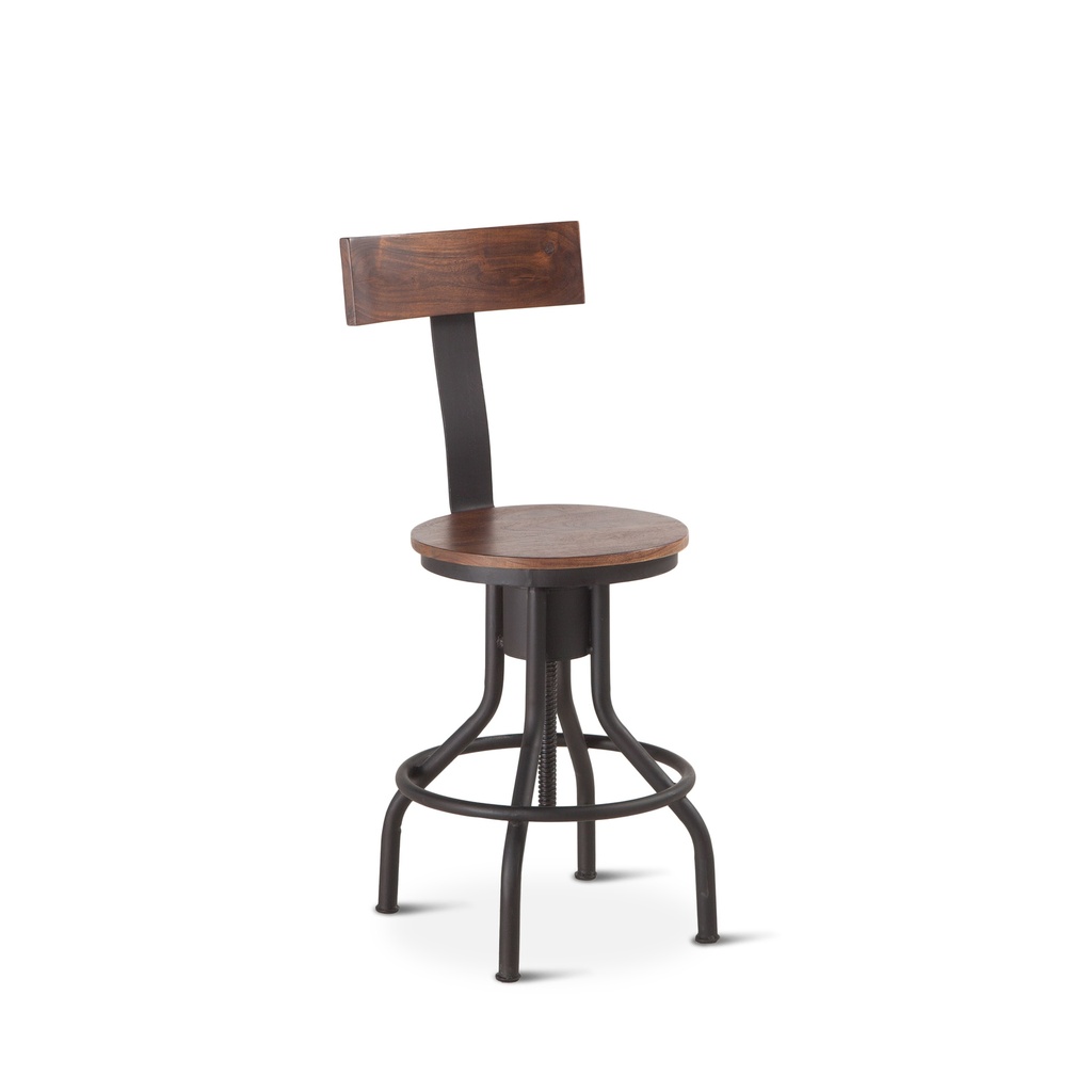 [FIM-ADC18] Industrial Modern 15" Adjustable Stool in Walnut