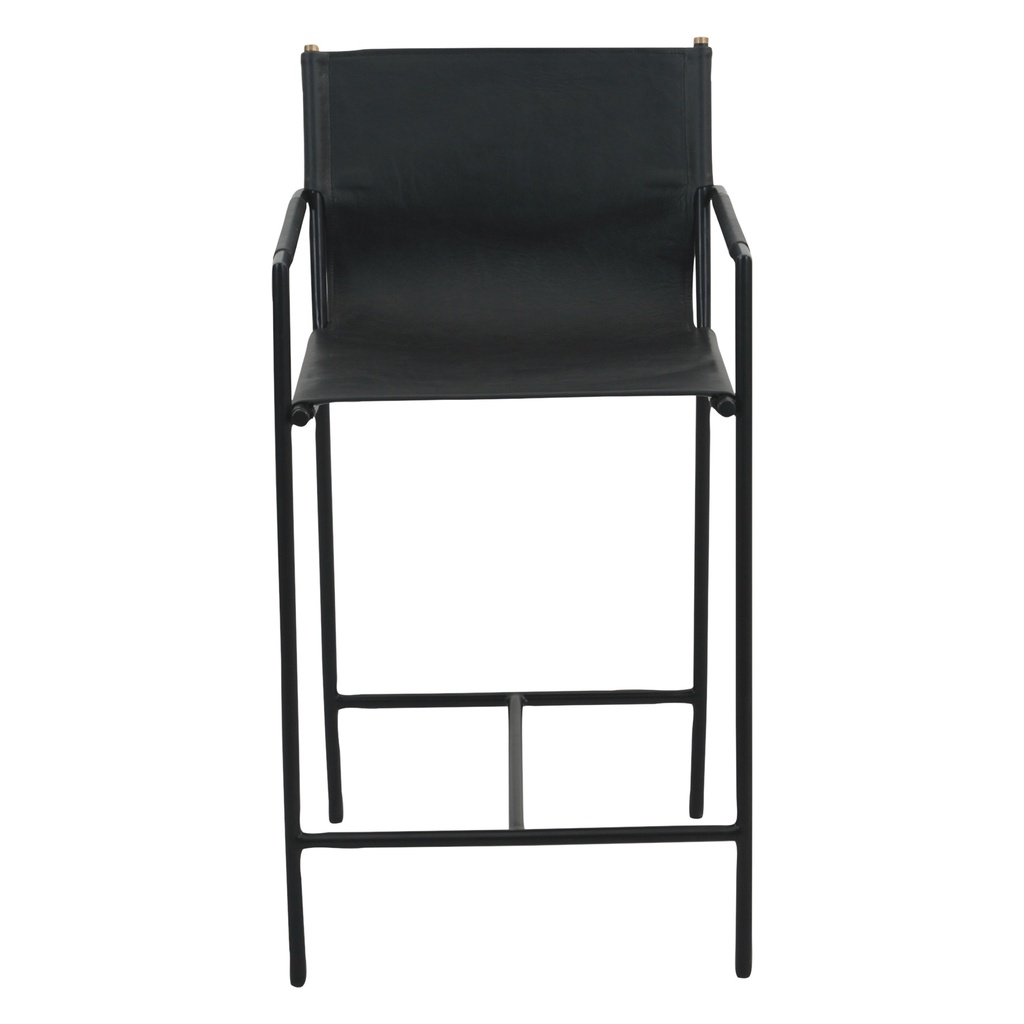 [FIRV-CAC-BLK] Irvine 20" Counter Armchair in Black Leather and Iron