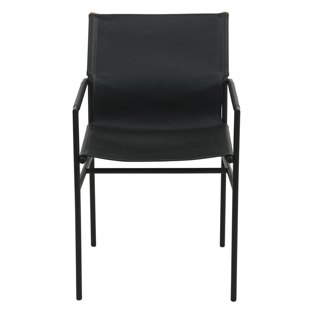 [FIRV-DAC-BLK] Irvine 20" Dining Armchair in Black Leather and Iron