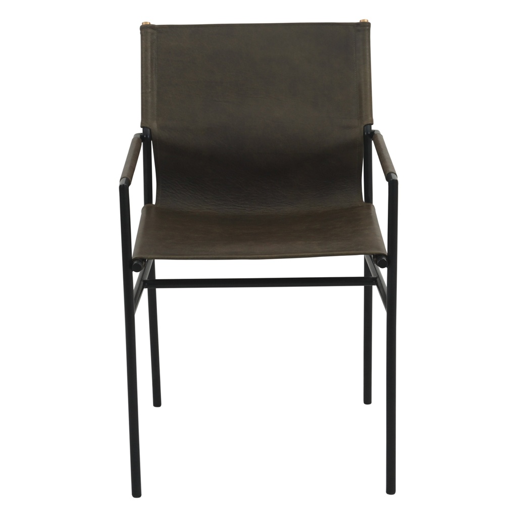 [FIRV-DAC-OLV] Irvine 20" Dining Armchair Olive Green Leather and Iron