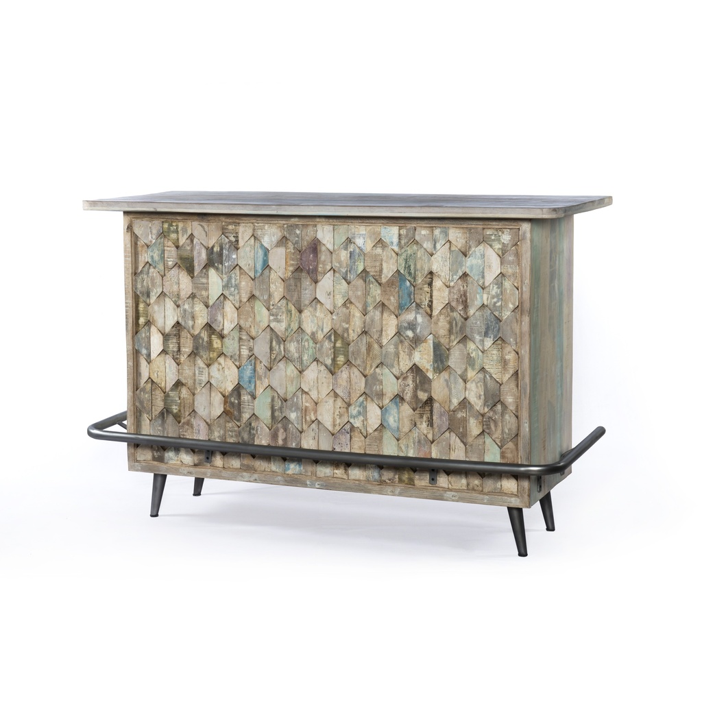 [FIZ-BAR] Ibiza 62" Bar in Vintage Teal Reclaimed Wood