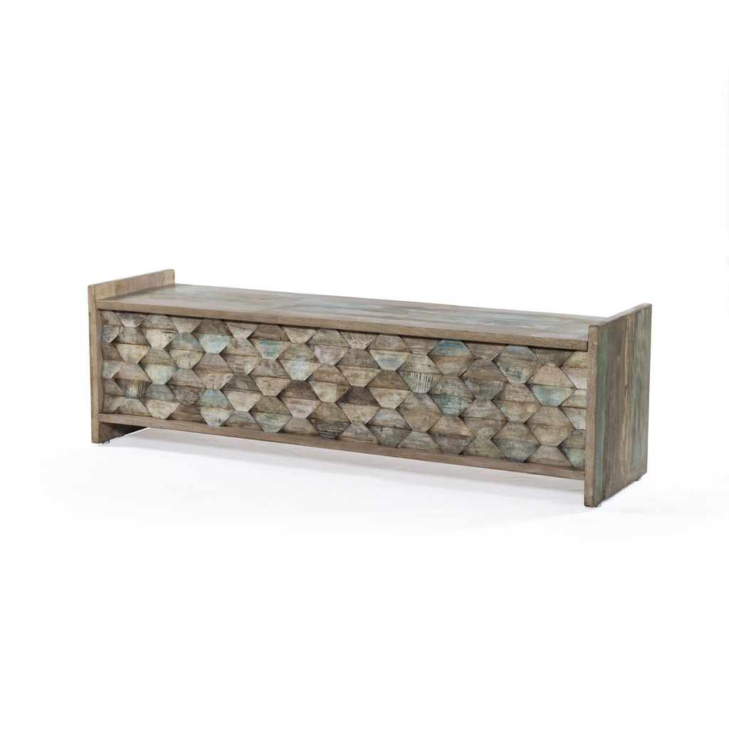 [FIZ-BN60] Ibizia 60" Storage Bench in Vintage Teal Reclaimed Wood