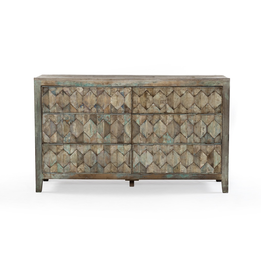 [FIZ-DR57] Ibiza 57" Dresser in Vintage Teal Reclaimed Wood