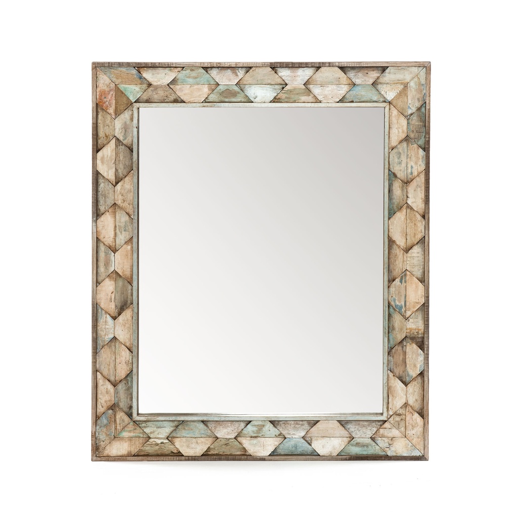 [FIZ-MR44] Ibiza 37" Mirror in Vintage Teal Reclaimed Wood