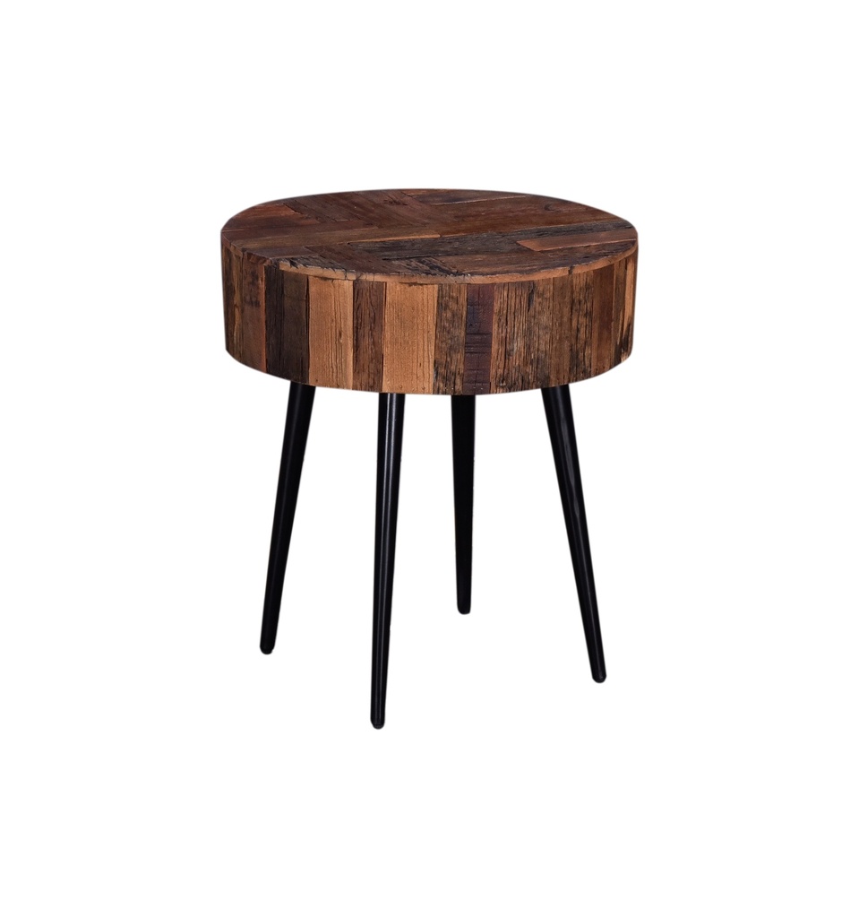 [FJI-RST-RW22] Jaipur 22" Round Side Table in Reclaimed Wood