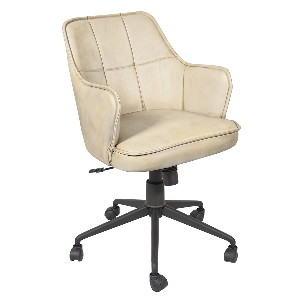 [FKT-OCH-AI] Kent Swivel Desk Chair in Antique Ivory Leather