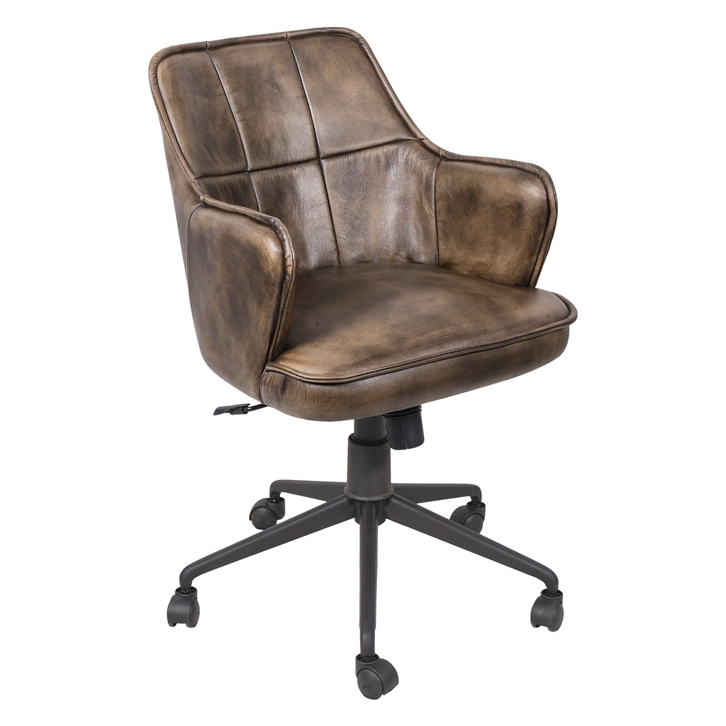 [FKT-OCH-AW] Kent Swivel Desk Chair in Antique Whiskey Leather