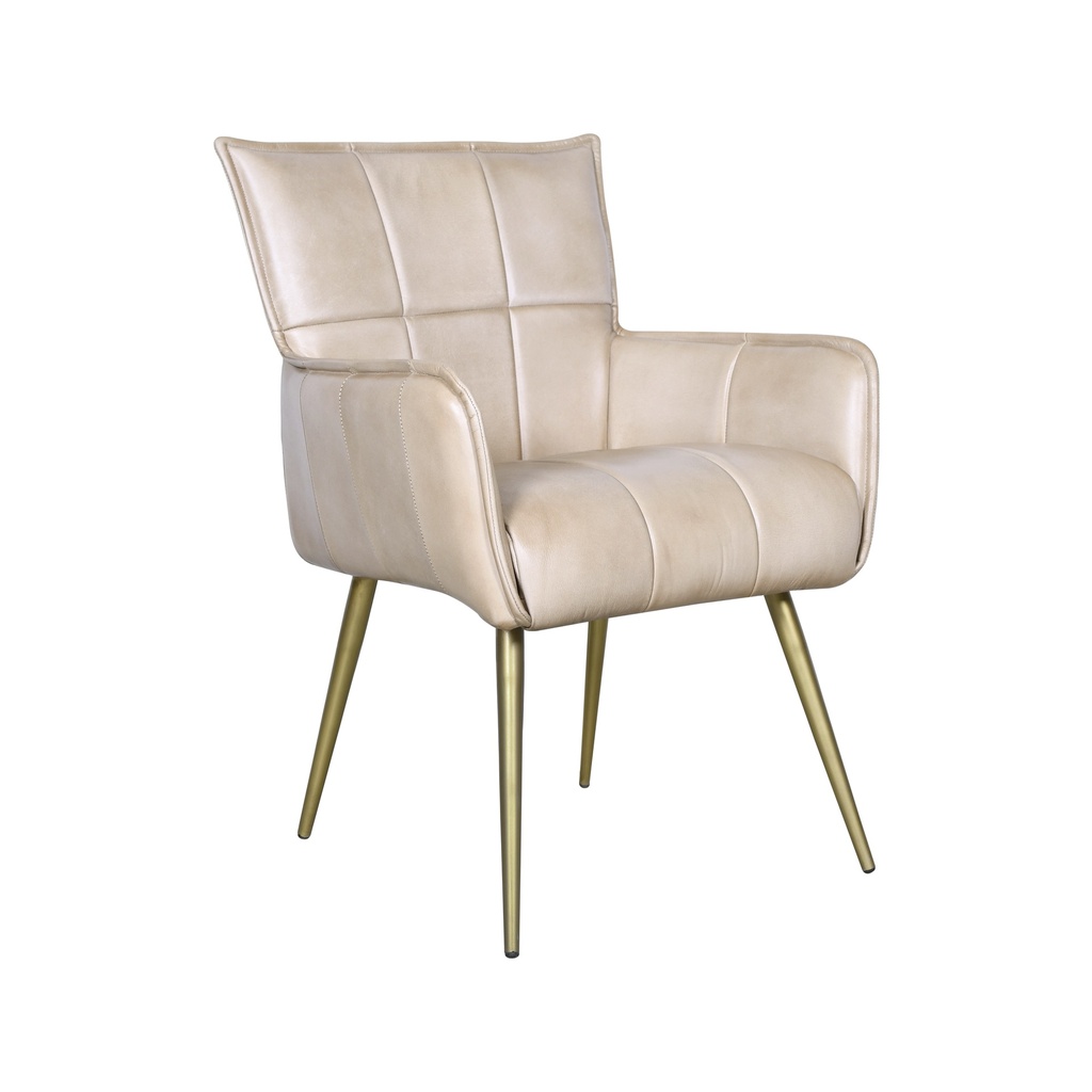 [FKT-SAC23AI-G] Kent Surrey 23" Armchair in Antique Ivory Leather and Gold Legs