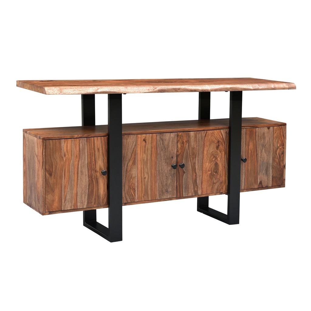 [FMLS-MC63BRS] Miles 63" Live Edge Top Media Cabinet in Brownstone