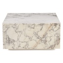 Nile 32" Drum Coffee Table in Alabaster Marble