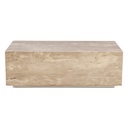 Nile 50" Drum Coffee Table in Travertine Stone