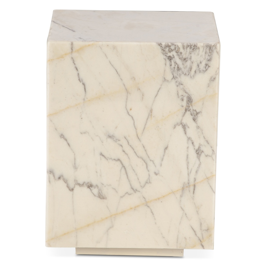 [FNL-ST15AM] Nile 15" Drum Side Table in Alabaster Marble