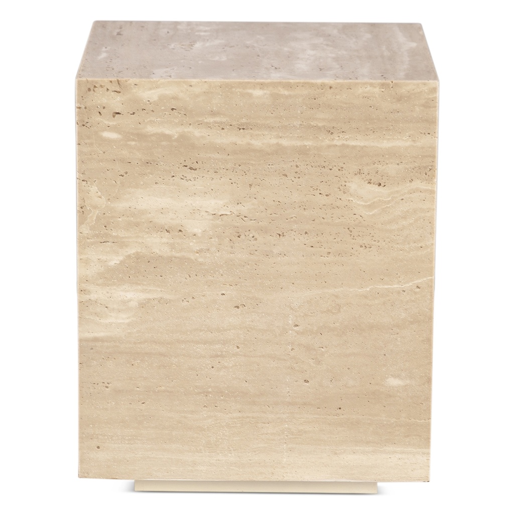 [FNL-ST18TV] Nile 18" Drum Side Table in Travertine Stone