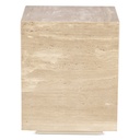 Nile 18" Drum Side Table in Travertine Stone