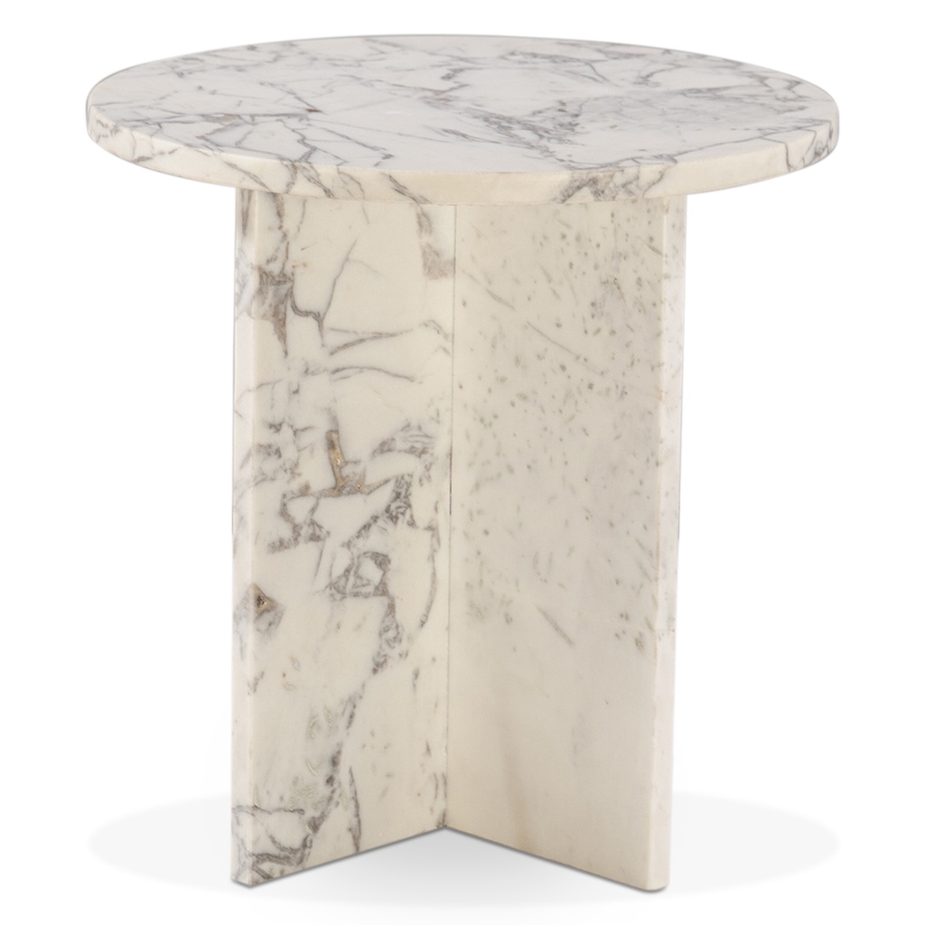 Nile 20" Side Table in Alabaster Marble