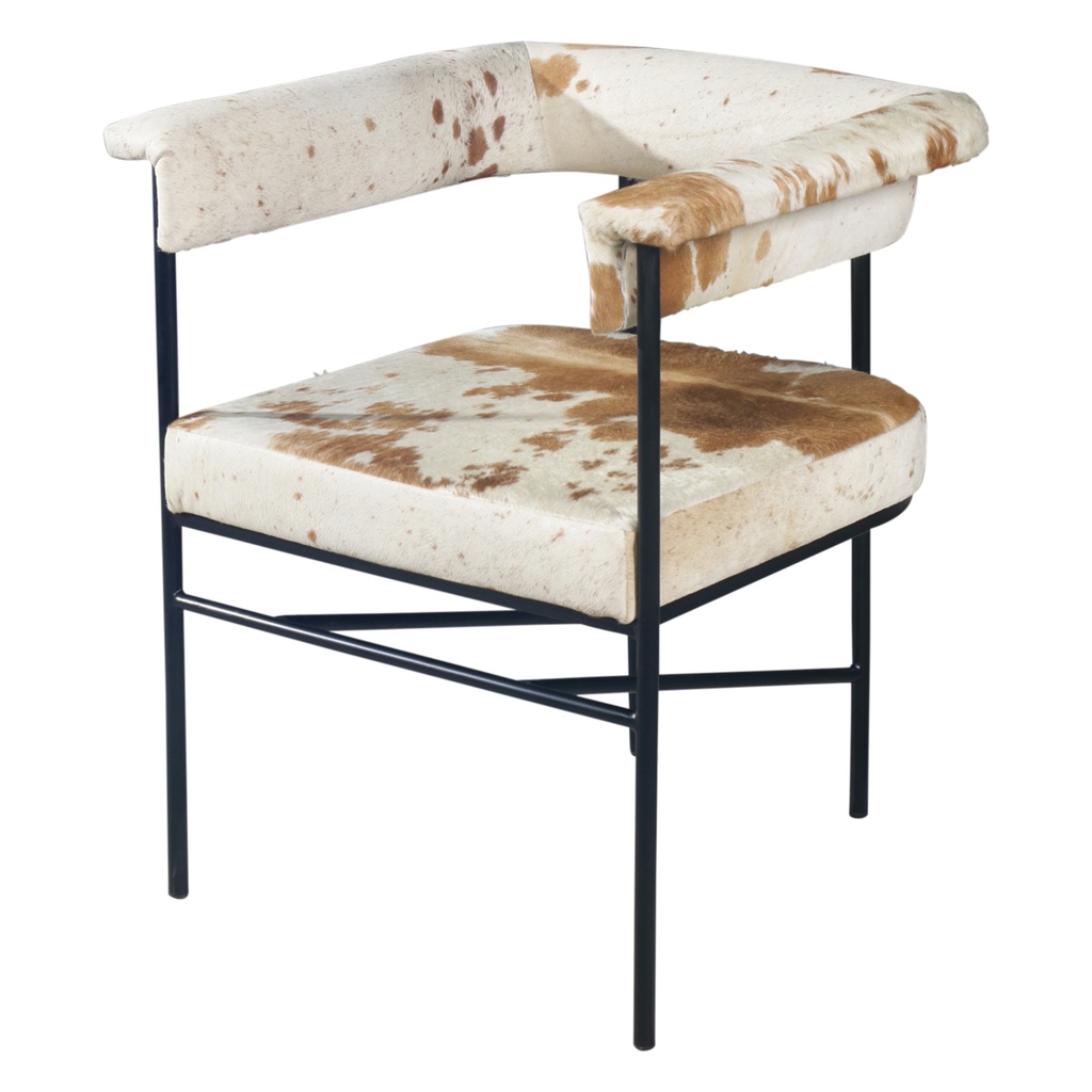 Nola 18" Dining Armchair in Brown Hair on Hide Leather