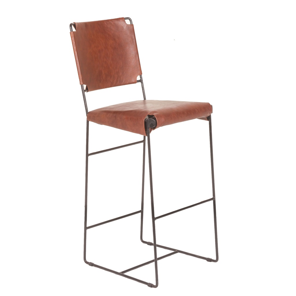 [FNY-BC18-TB-GG] New York 17" Bar Chair in Tobacco Leather