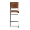 New York 18" Bar Chair in Brown Buffalo Leather and Iron