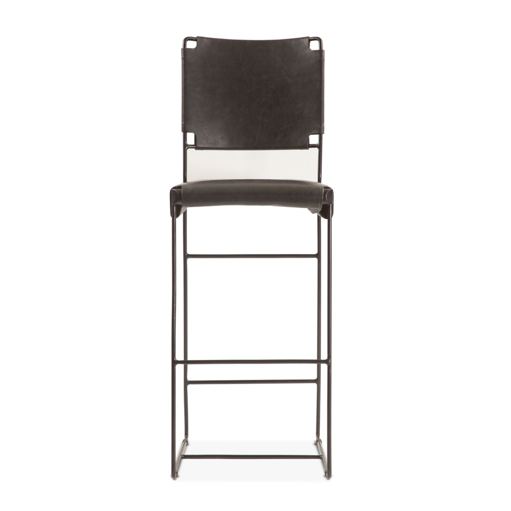 [FNY-CC18BLK] New York 18" Counter Chair in Black Buffalo Leather and Iron