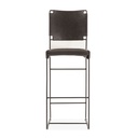 New York 18" Counter Chair in Black Buffalo Leather and Iron