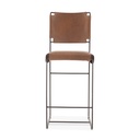 New York 18" Counter Chair in Brown Buffalo Leather and Iron