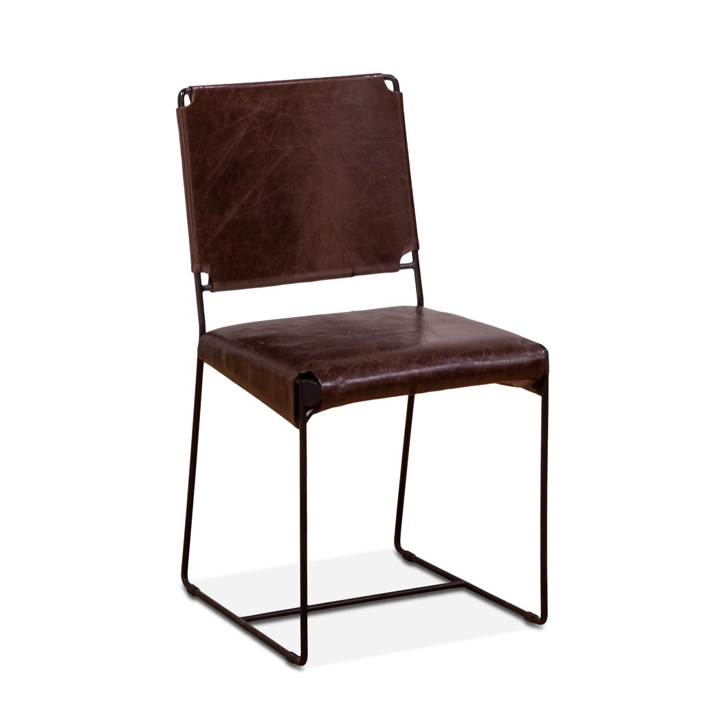 [FNY-DC18-CH-GG] New York 18" Dining Chair in Chocolate Leather and Iron