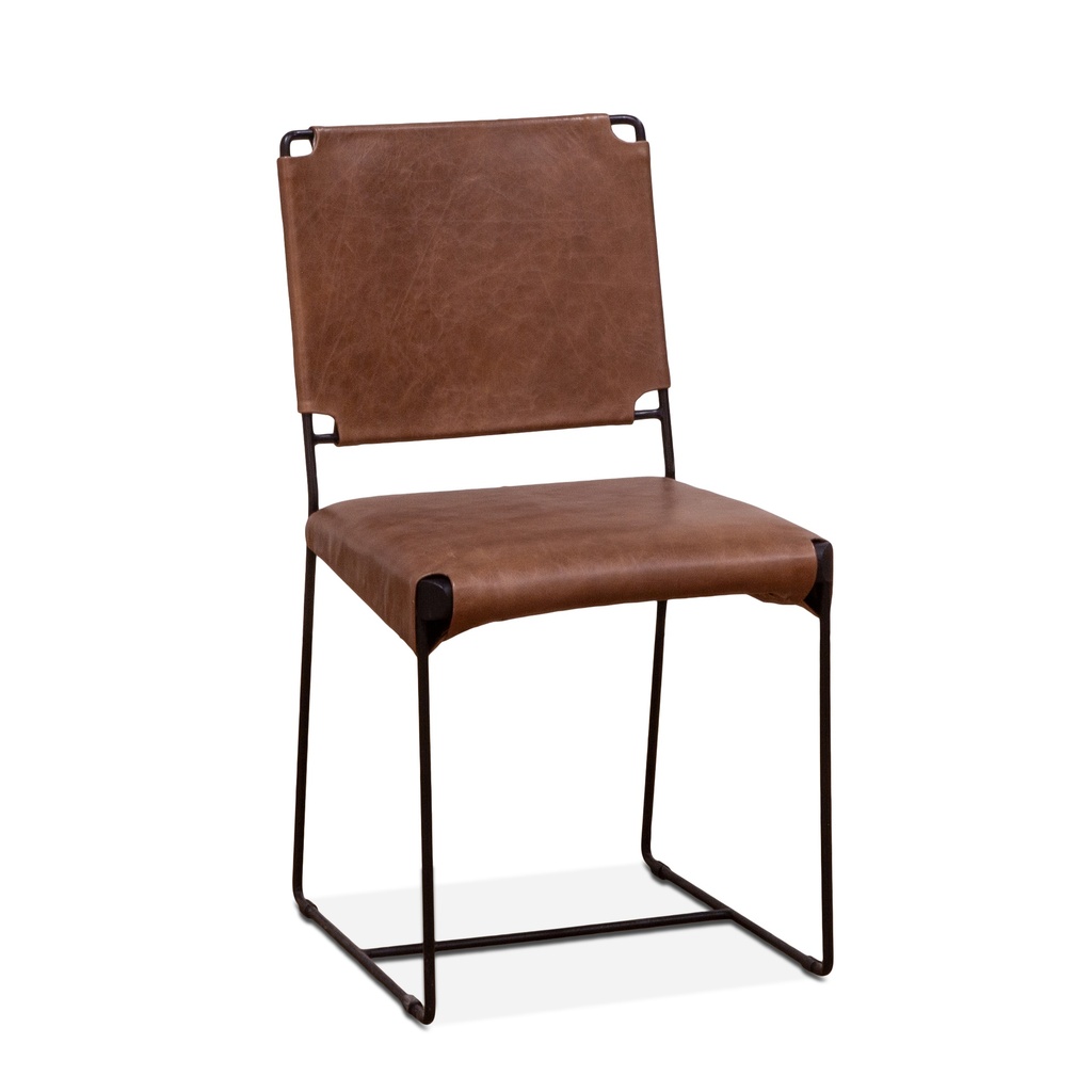 [FNY-DC18-TB-GG] New York 18" Dining Chair in Tobacco Leather and Iron