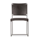 New York 18" Dining Chair in Black Buffalo Leather and Iron