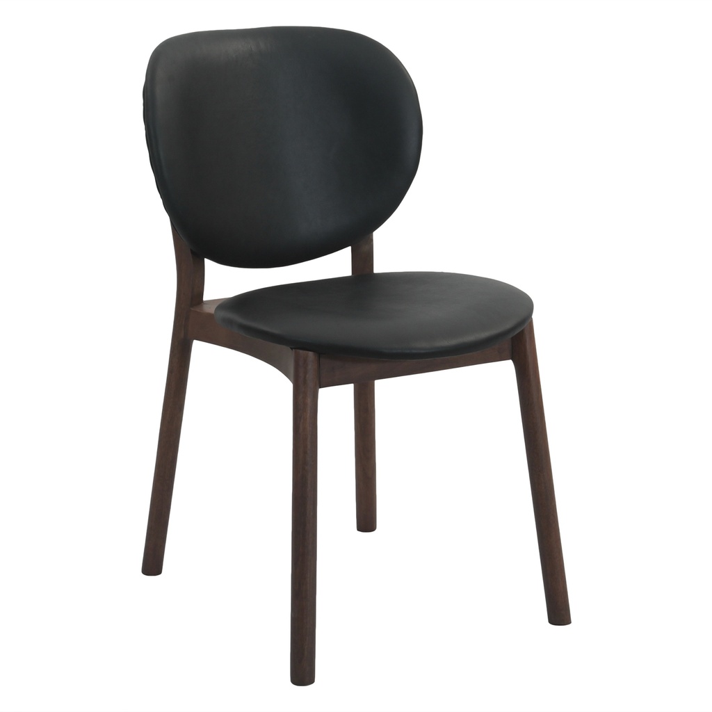 [FPI-DC18-BLK] Piper 18" Round Back Dining Chair in Black Leather and Wood