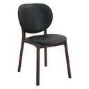 Piper 18" Round Back Dining Chair in Black Leather and Wood