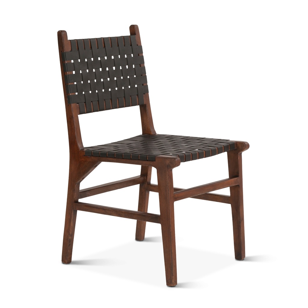 [FPM-DC18URB] Palermo 18" Dining Chair with Black Leather in Matte Brown