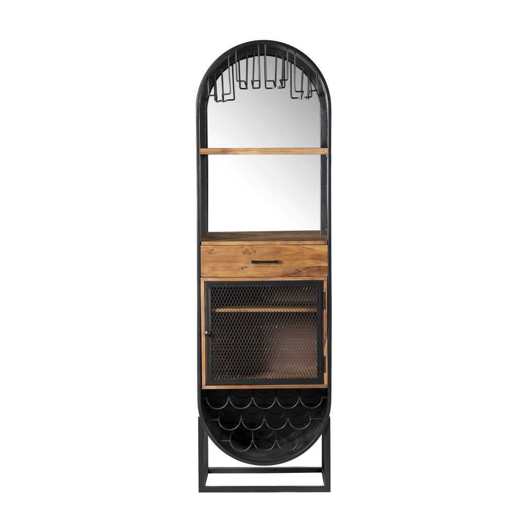 [FRW-BC23IR] Roswell 23" Bar Cabinet in Natural Mango Wood and Iron