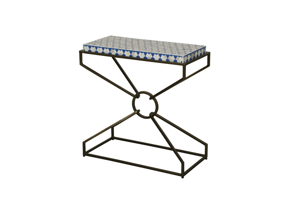 [FTA-ST24] Taara 24" Side Table with Horn Inlay and Brass Base