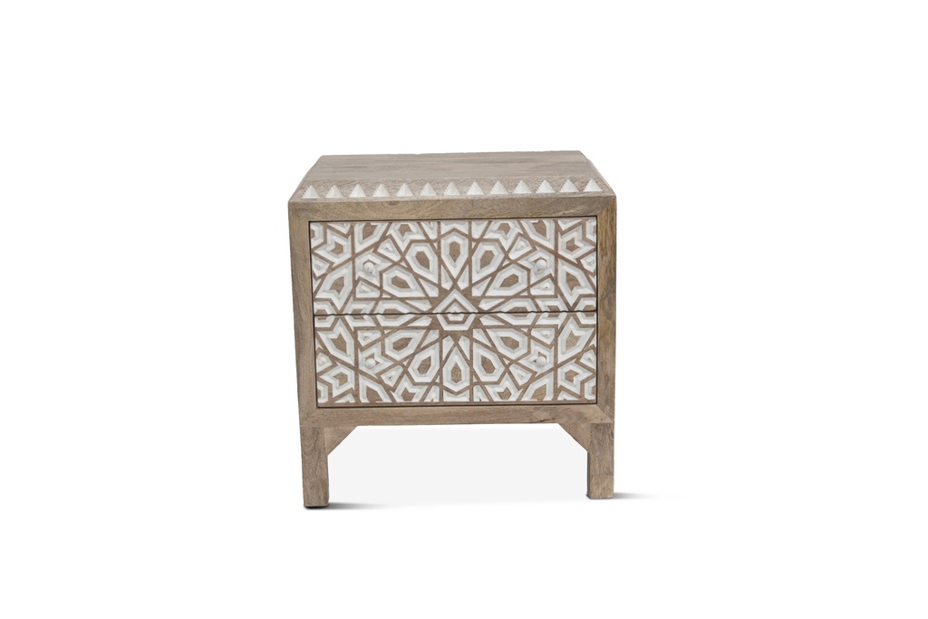 [FTG-NC26NW] Tangiers 26" Nightstand in Carved Natural White