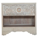 Taj 26" Plinth Base Nightstand in Carved Heirloom White