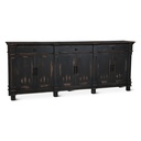 Turin 100" Sideboard in Distressed Black with Walnut Interior