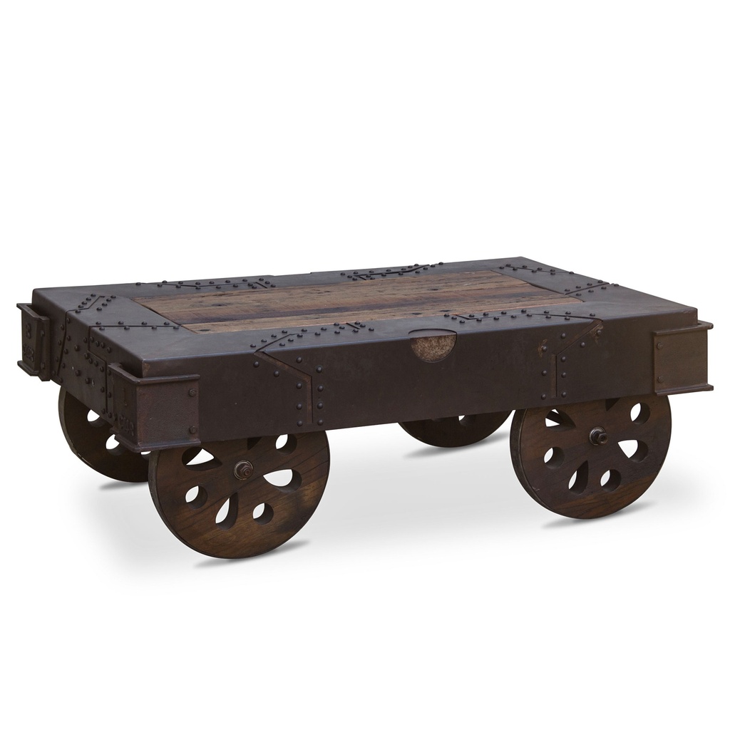 [FVI-CT48] Vintage Industrial 48" Wheeled Coffee Table
