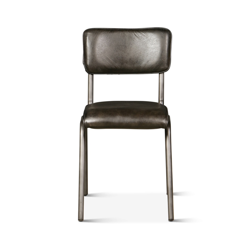 [FWE-BILL-BK] Wellington Bill 17" Dining Chair in Ebony Leather and Iron