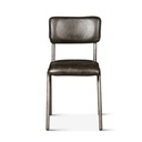 Wellington Bill 17" Dining Chair in Ebony Leather and Iron