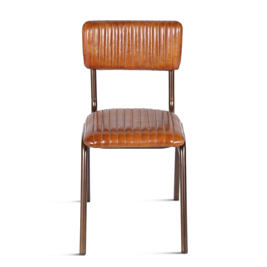 [FWE-BOB] Wellington 17" Ribbed Leather Iron Dining Chair