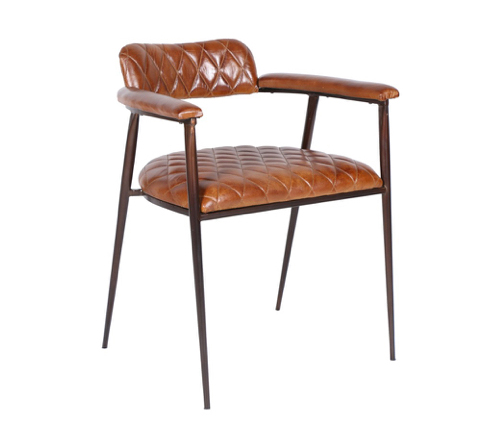 [FWE-CELAC] Wellington 23" Dining Armchair in Diamond Leather and Iron