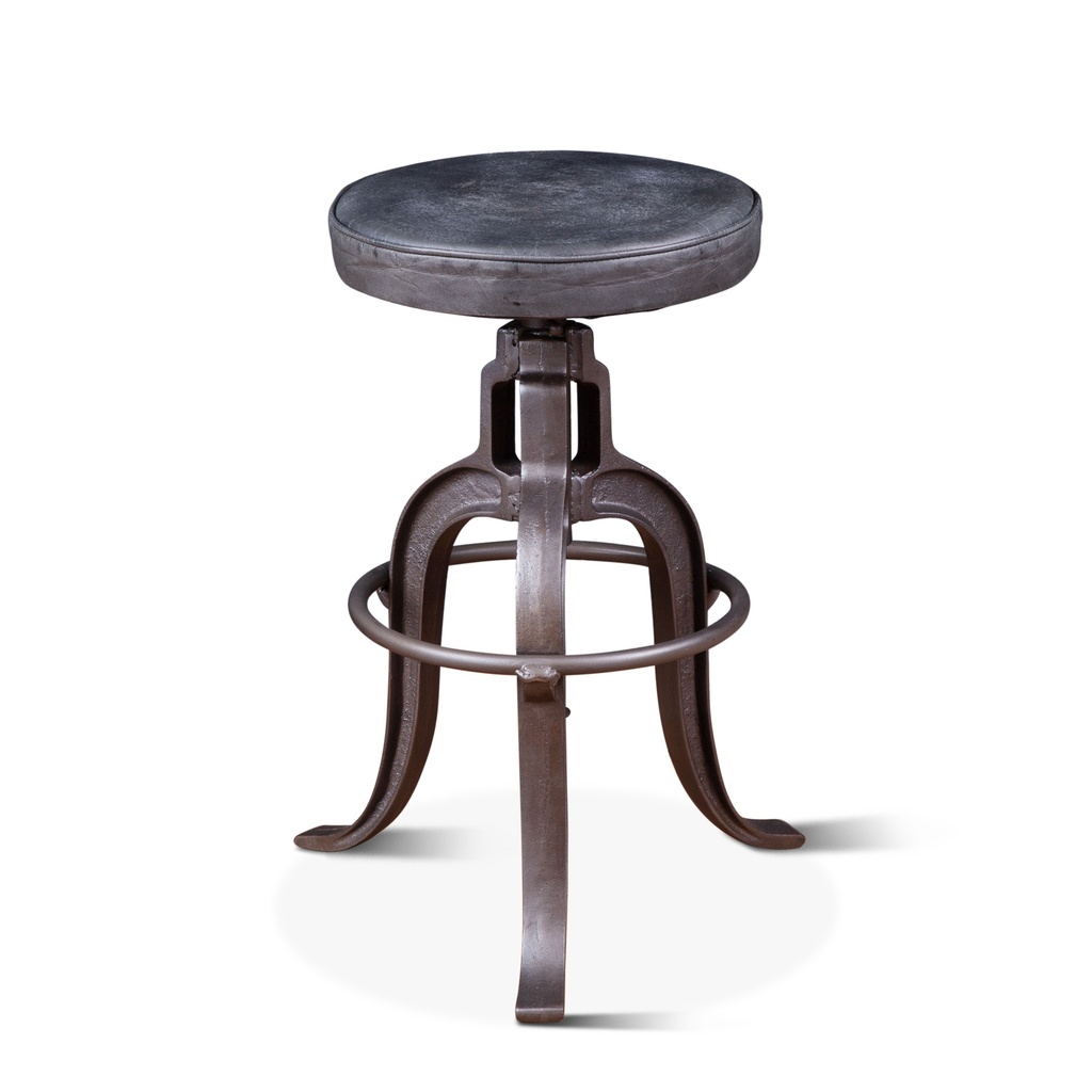 [FWE-SL1-BL] Wellington 13" Adjustable Stool in Black Top Grain Leather