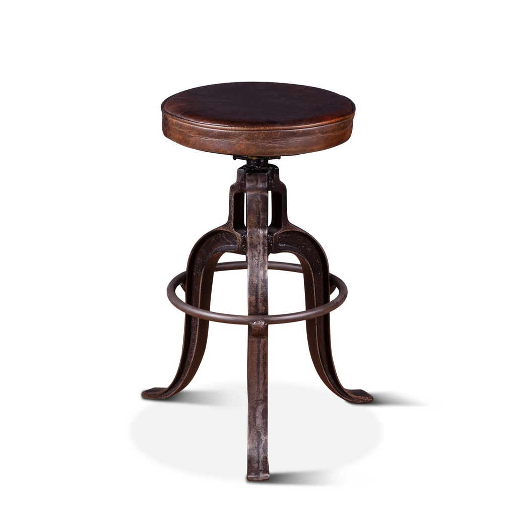 [FWE-SL1-BR] Wellington 13" Adjustable Stool in Brown Top Grain Leather