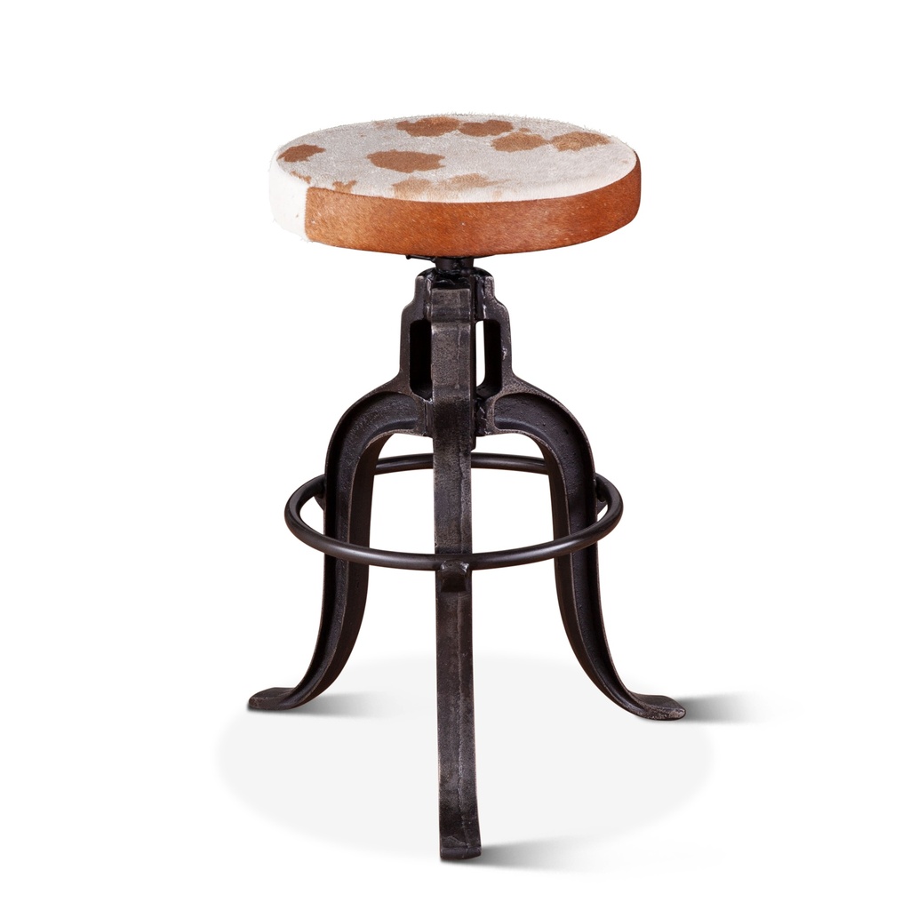 [FWE-SL1-CW] Wellington 13" Adjustable Stool in Brown Hair on Hide