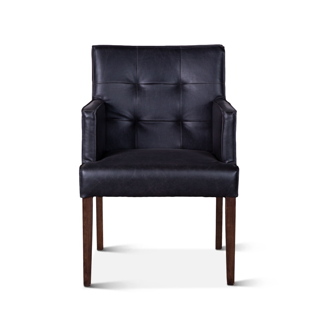 [G201-252-943-80] Madison 24" Dining Armchair in Black Leather with Dark Legs
