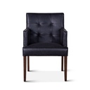 Madison 24" Dining Armchair in Black Leather with Dark Legs