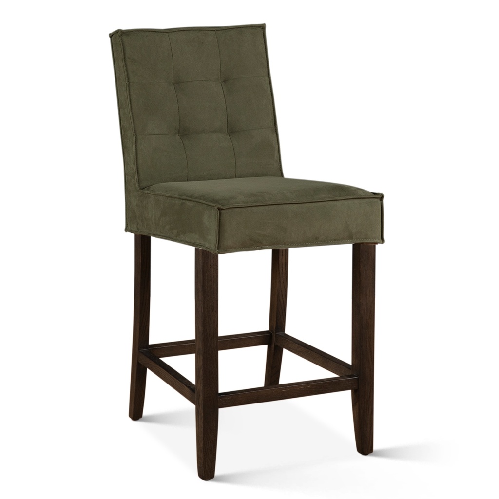 [G201-258-259-80] Madison Counter Chair in Green Eco Suede with Dark Legs