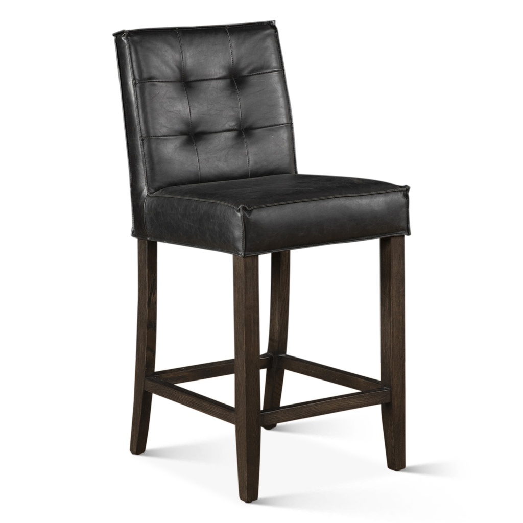 [G201-258-943-80] Madison Counter Chair in Black Leather with Dark Legs