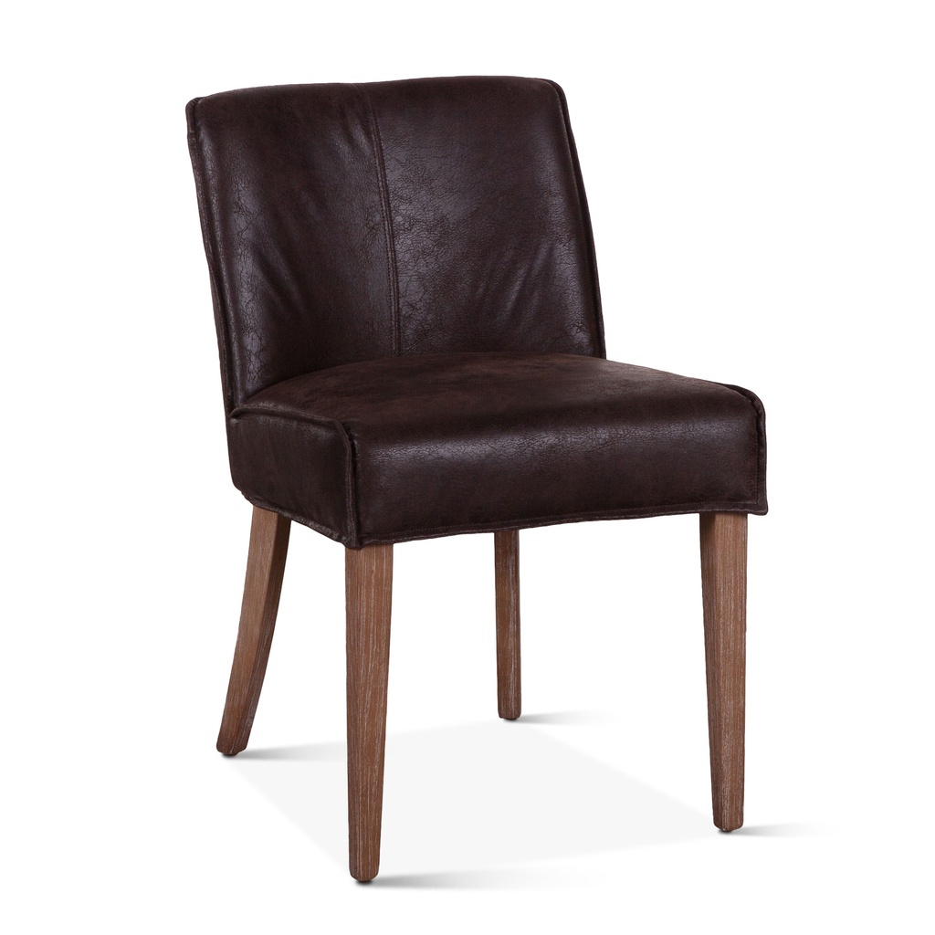 [G201-364-340-82] Buddy 20" Dining Chair in Dark Brown Leather with Natural Legs